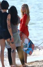 HAILEY BIEBER on the Set of a Photoshoot at a Beach in Miami 11/27/2019