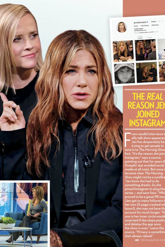 JENNIFER ANISTON and REESE WITHERSPOON in Hollywood Reporter and OK Magazine, November 2019