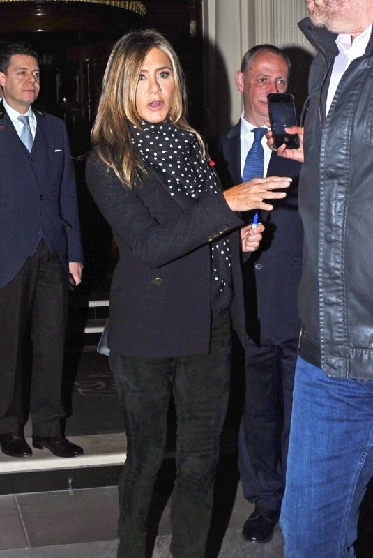 JENNIFER ANISTON Leaves Her Hotel in London 10/31/2019