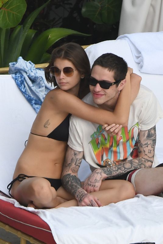 KAIA GERBER in Bikini and Pete Davidson at a Pool in Miami 11/23/2019