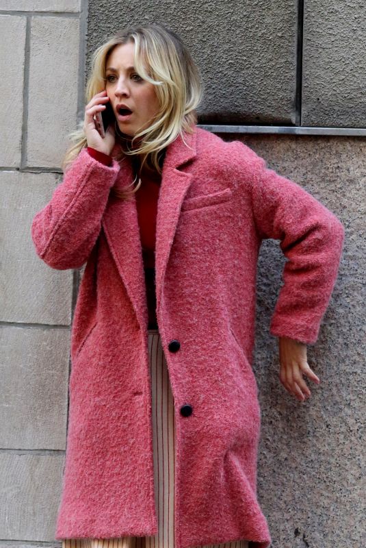 KALEY CUOCO on the Set of The Flight Attendant in New York 11/13/2019