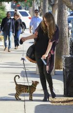 KAYLA TABISH Out with Her Bengal Cat in Studio City 11/07/2019