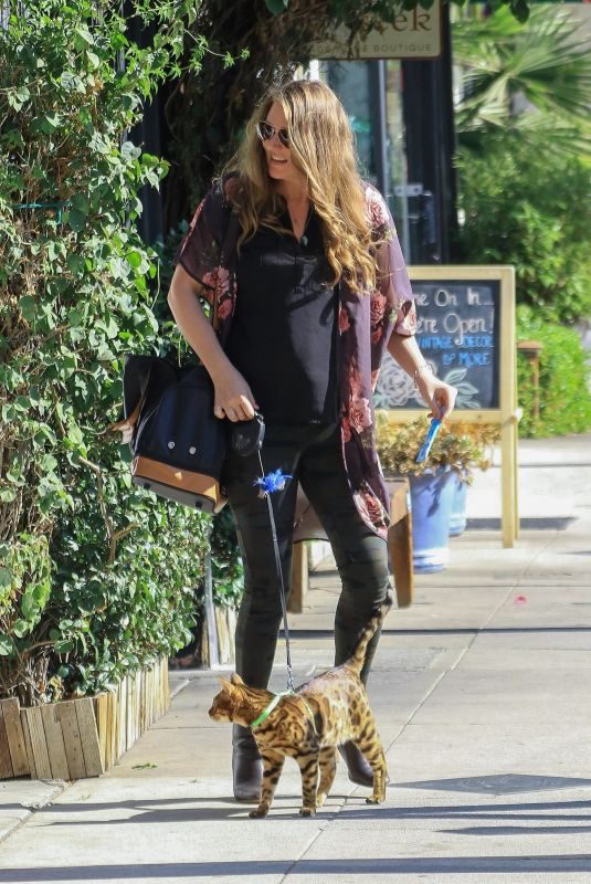 KAYLA TABISH Out with Her Bengal Cat in Studio City 11/07/2019