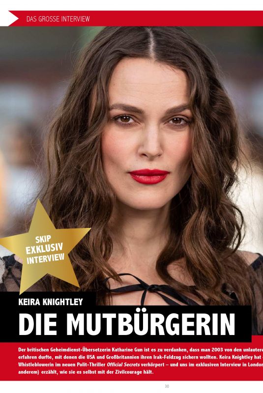 KEIRA KNIGHTLEY in Skip Magazine, November 2019