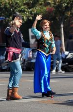 KRISTEN BELL and James Corden Performs a Frozen Skit Outside CBS Studios 11/06/2019