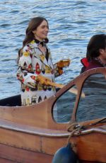 LILY COLLINS on the Set of Emily in Paris in Paris 11/13/2019