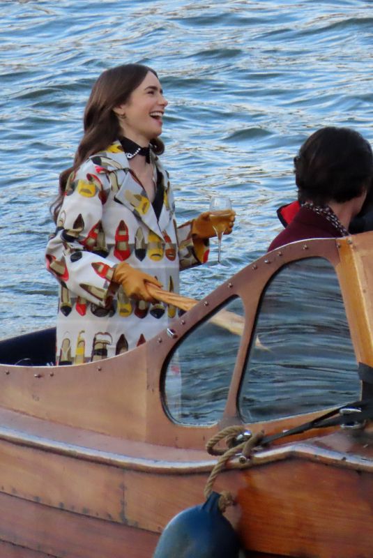 LILY COLLINS on the Set of Emily in Paris in Paris 11/13/2019