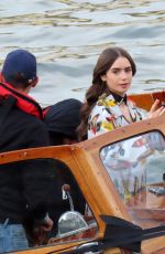 LILY COLLINS on the Set of Emily in Paris in Paris 11/13/2019