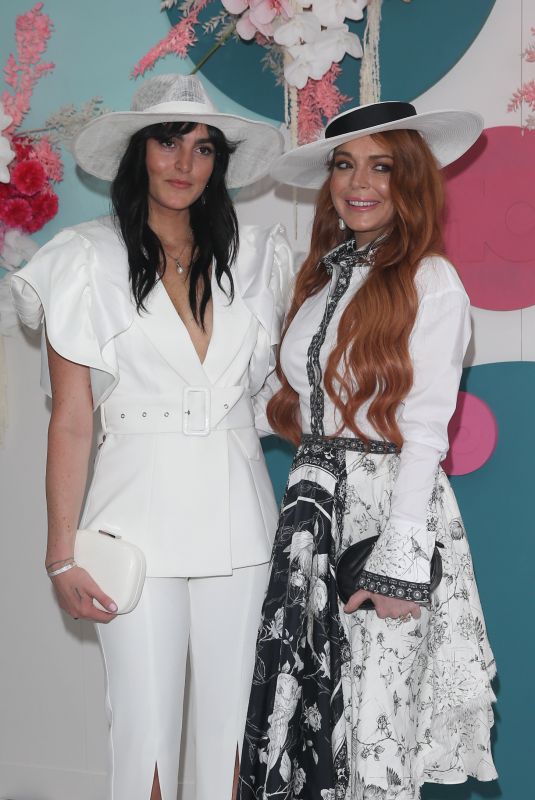 LINDSAY and ALI LOHAN at Derby Day Horse Race at Flemington Racecourse in Melbourne 11/02/2019