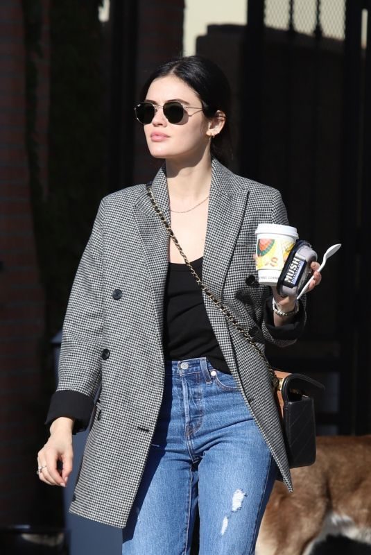 LUCY HALE Leaves Alfred’s Coffee in Studio City 11/11/2019