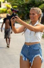 MOLLY MAE HAGUE in Denim Cut-off Out in Barbados 11/18/2019