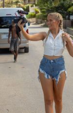 MOLLY MAE HAGUE in Denim Cut-off Out in Barbados 11/18/2019