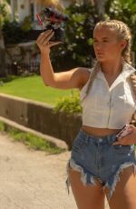 MOLLY MAE HAGUE in Denim Cut-off Out in Barbados 11/18/2019