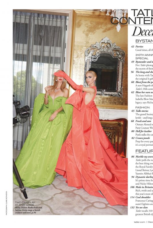 NICKY HILTON and SABINE GETTY in Tatler Magazine, UK December 2019