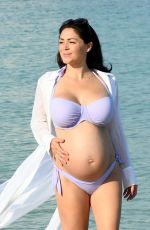 Pregnant CASEY BATCHELOR in Bikini at a Pphotoshoot for Her Yoga App 11/04/2019