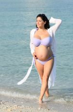 Pregnant CASEY BATCHELOR in Bikini at a Pphotoshoot for Her Yoga App 11/04/2019