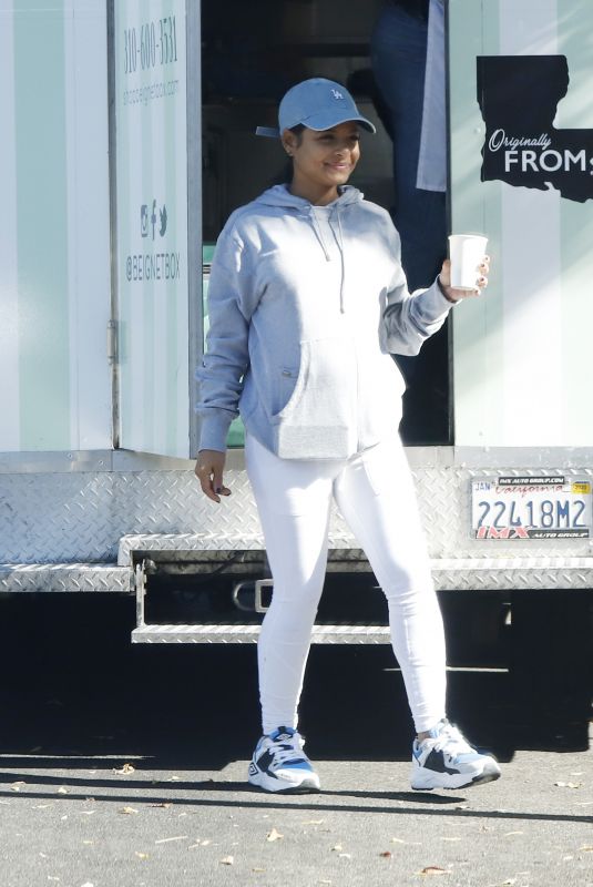 Pregnant CHRISTINA MILIAN at Her Beignet Box Food Truck in Los Angeles 11/24/2019