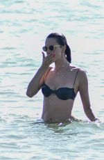 ALESSANDRA AMBROSIO in Black Bikini on the Beach in Florianopolis 12/29/2019