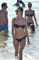ALESSANDRA AMBROSIO in Black Bikini on the Beach in Florianopolis 12/29/2019