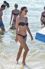 ALESSANDRA AMBROSIO in Black Bikini on the Beach in Florianopolis 12/29/2019