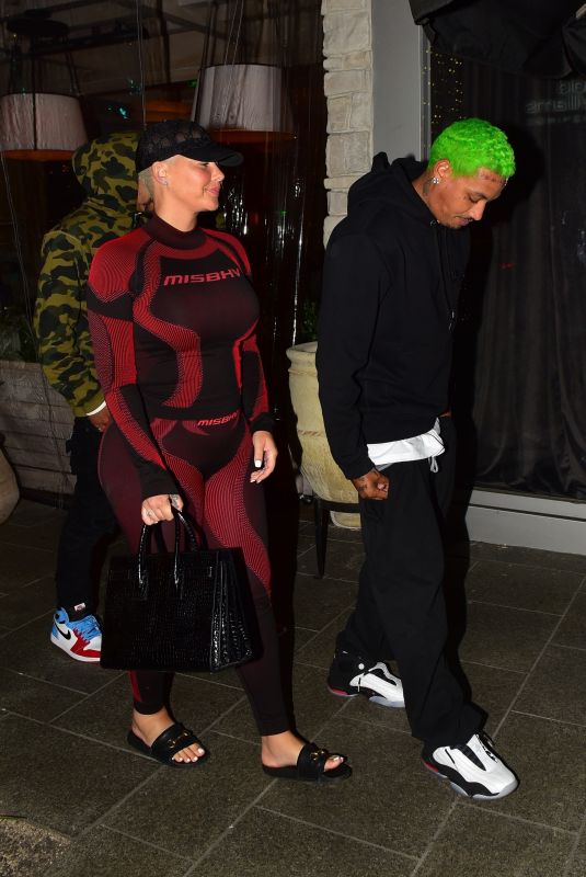AMBER ROSE and Alexander AE Edwards Out for Dinner in Beverly Hills 12/19/2019