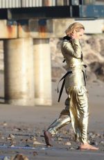 AMBER VALLETTA at a Photoshoot on the Beach in Malibu 12/13/2019