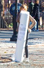 ANNA KENDRICK Carries Her Mattress Out in New York 12/20/2019
