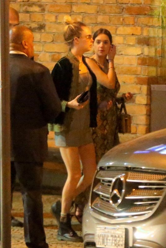 ASHLEY BENSON and CARA DELEVINGNE Out for Dinner in Rio De Janeiro 12/30/2019