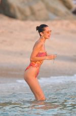 BELLA HADID in Bikini on the Beach in St. Barts 12/07/2019