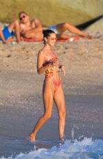 BELLA HADID in Bikini on the Beach in St. Barts 12/07/2019