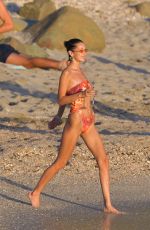 BELLA HADID in Bikini on the Beach in St. Barts 12/07/2019