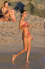 BELLA HADID in Bikini on the Beach in St. Barts 12/07/2019