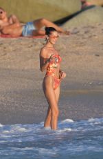 BELLA HADID in Bikini on the Beach in St. Barts 12/07/2019