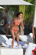 BELLA HADID in Bikini on the Beach in St. Barts 12/07/2019