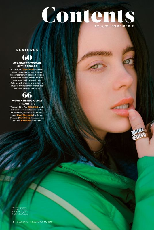 BILLIE EILISH in Billboard Magazine, December 2019