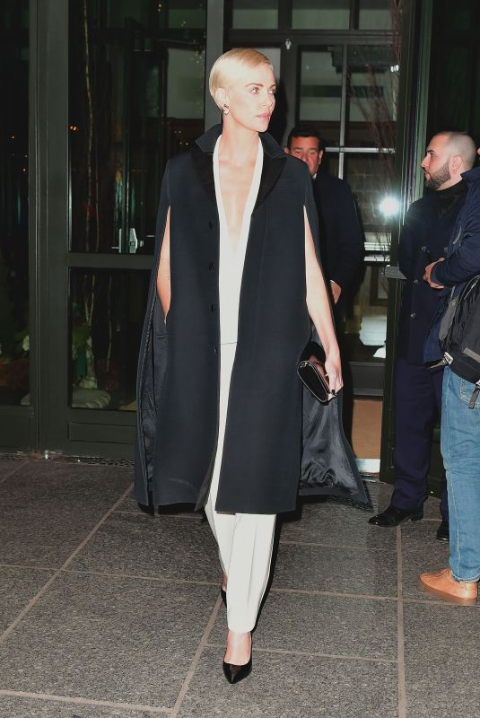 CHARLIZE THERON Leaves Her Hotel in New York 12/16/2019