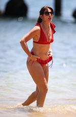 DAVINA MCCALL in a Red Bikini at a Beach in Sydney 12/28/2019