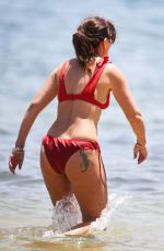 DAVINA MCCALL in a Red Bikini at a Beach in Sydney 12/28/2019
