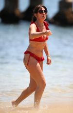 DAVINA MCCALL in a Red Bikini at a Beach in Sydney 12/28/2019