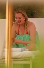 ELISABETH MOSS on the Set of Next Goal Wins at a Beach in Oahu 12/16/2019