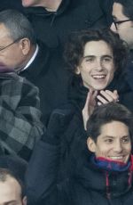 FLORENCE PUGH and Timothee Chalamet at PSG Match at Parc Des Princes in Paris 12/11/2019