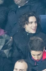 FLORENCE PUGH and Timothee Chalamet at PSG Match at Parc Des Princes in Paris 12/11/2019