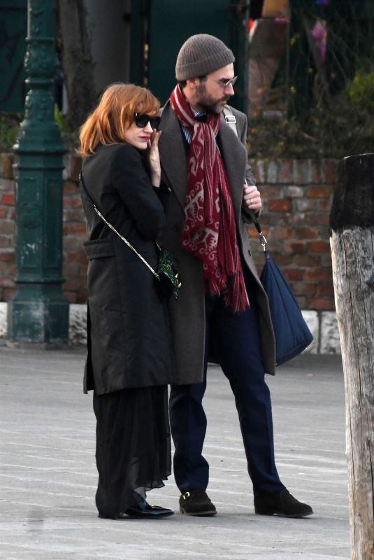 JESSICA CHASTAIN and Gian Luca Passi Out in Venice 12/30/2019