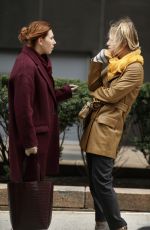 KALEY CUOCO and ZOSIA MAMET on the Set of The Flight Attendant in New York 12/18/2019