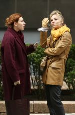KALEY CUOCO and ZOSIA MAMET on the Set of The Flight Attendant in New York 12/18/2019
