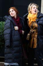 KALEY CUOCO and ZOSIA MAMET on the Set of The Flight Attendant in New York 12/18/2019
