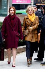 KALEY CUOCO and ZOSIA MAMET on the Set of The Flight Attendant in New York 12/18/2019