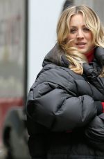 KALEY CUOCO on the Set of The Flight Attendant in New York 12/16/2019