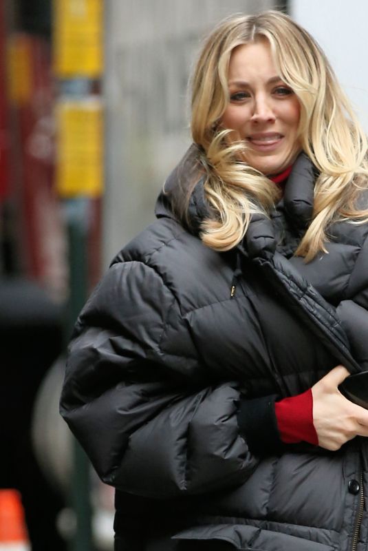 KALEY CUOCO on the Set of The Flight Attendant in New York 12/16/2019