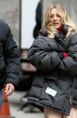 KALEY CUOCO on the Set of The Flight Attendant in New York 12/16/2019